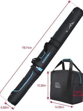 KemiMoto Ski Bag & Boot Bag Combo Fit Skis Up to 200cm